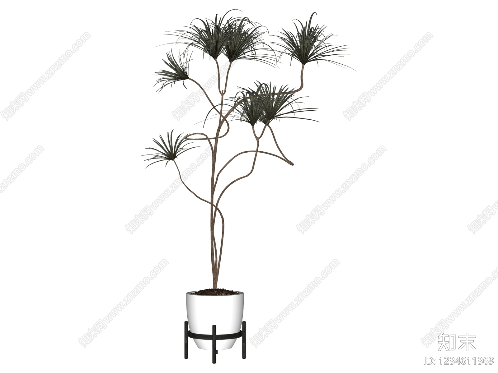 现代简约盆栽SU模型下载【ID:1234611369】