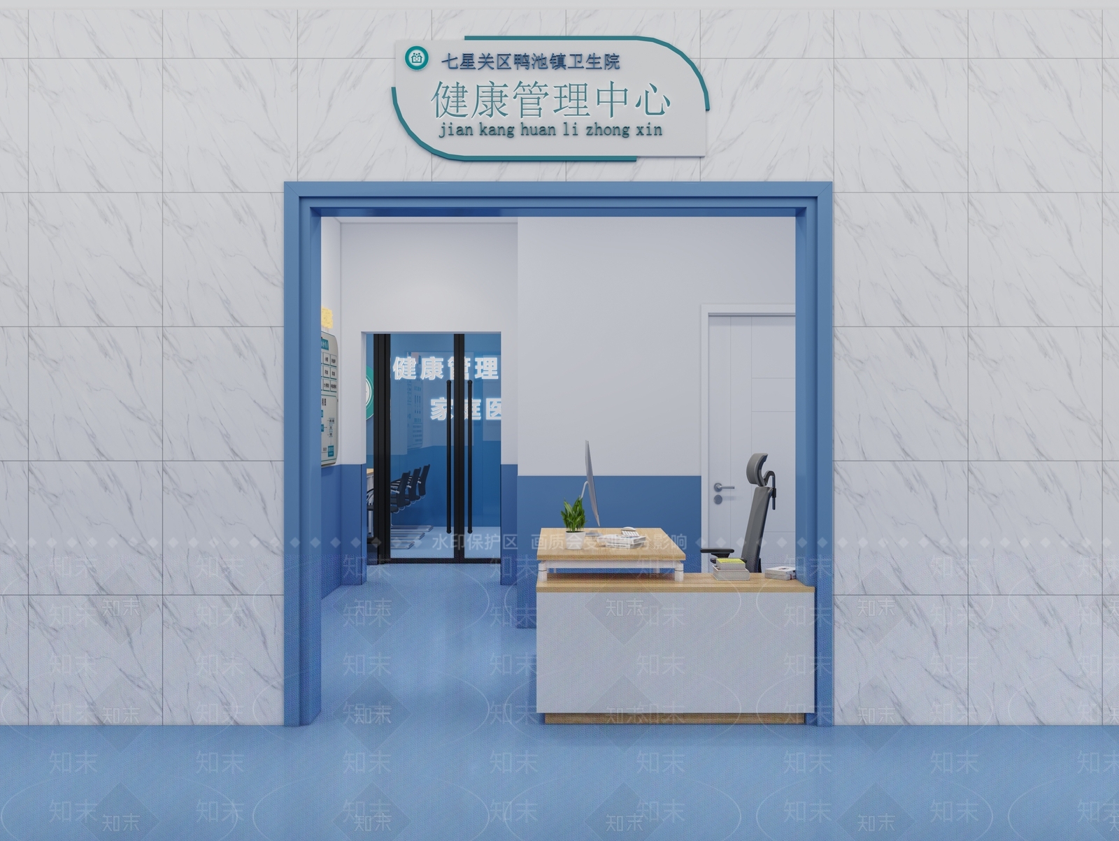 现代简约医院3D模型渲染效果图