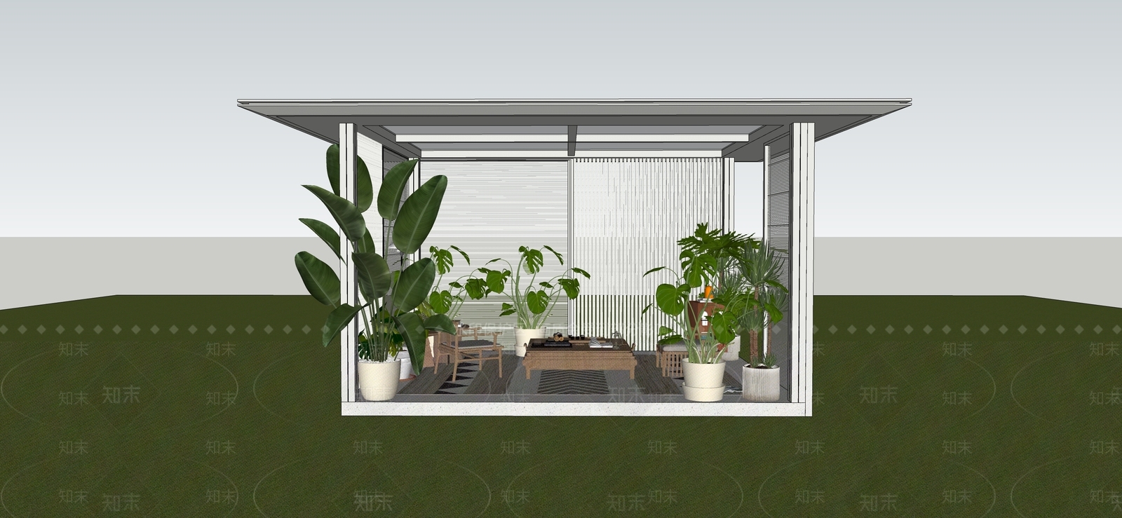 现代简约亭子SU模型下载【ID:1234612781】