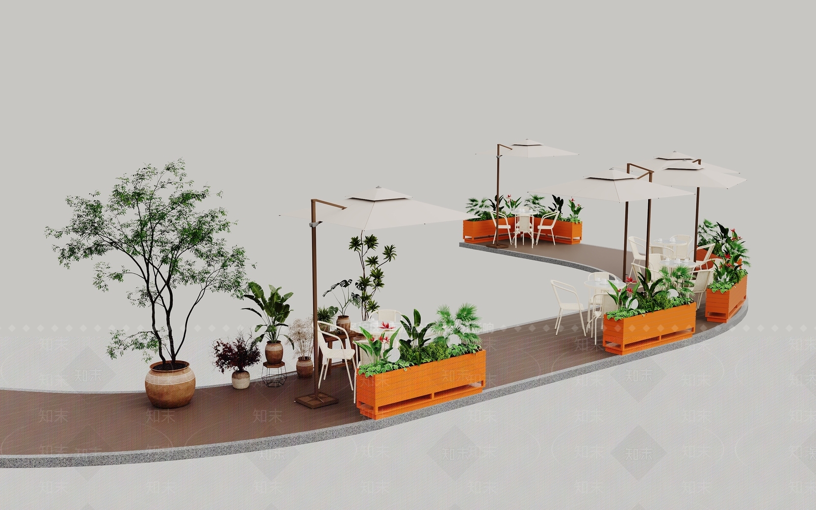 现代商业景观3D模型渲染效果图