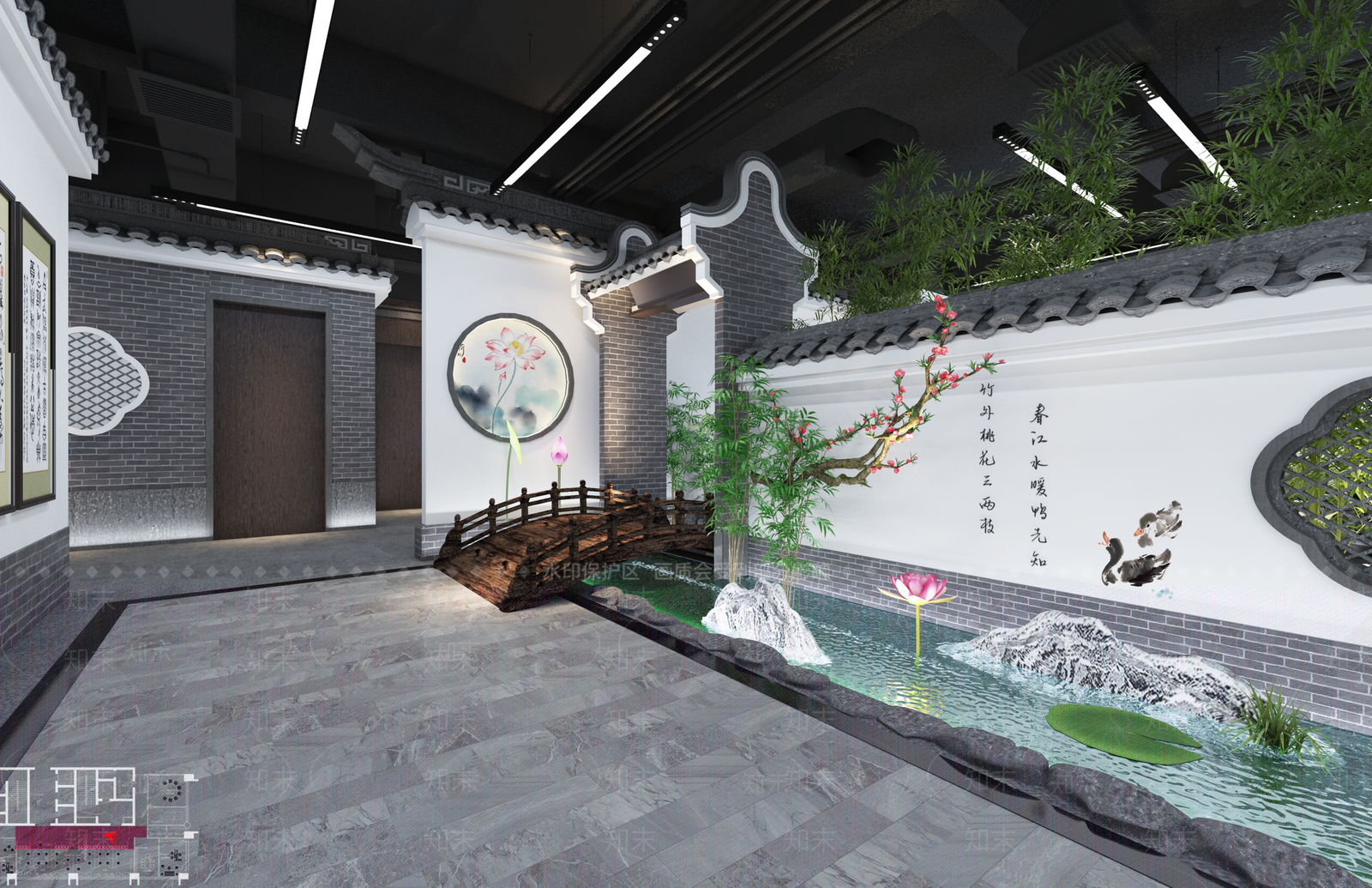 新中式办公区3D模型下载【ID:1234614459】