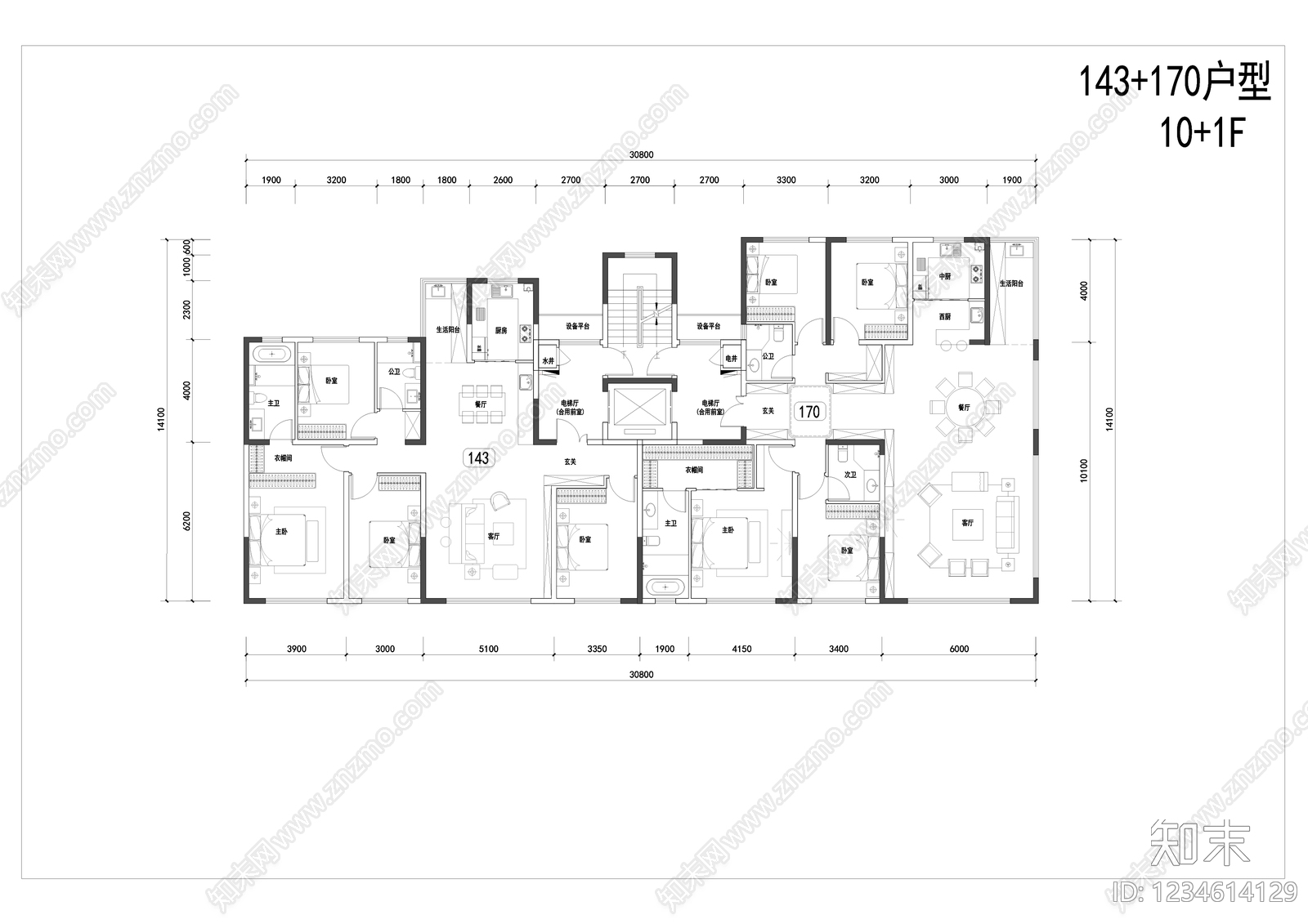 高层住宅cad施工图下载【ID:1234614129】