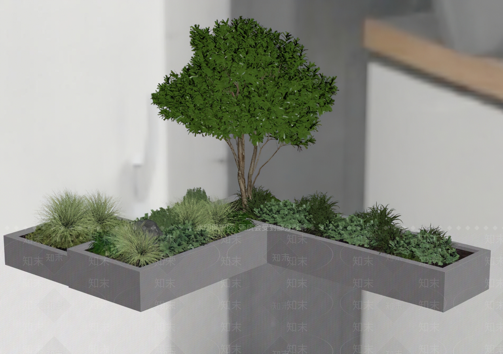 现代主义植物组合SU模型下载【ID:1234614771】