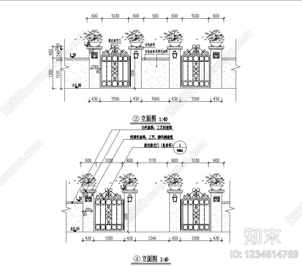 铁艺大门cad施工图下载【ID:1234614769】
