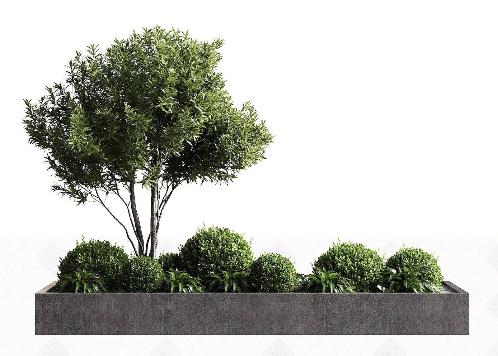 现代简约植物组合SU模型下载【ID:1234614823】