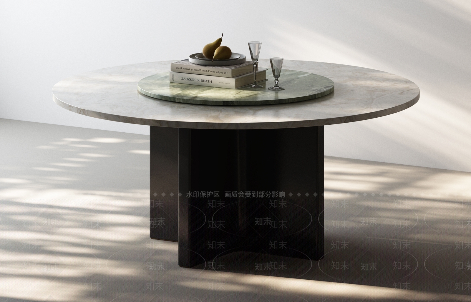 意式极简餐桌3D模型渲染效果图