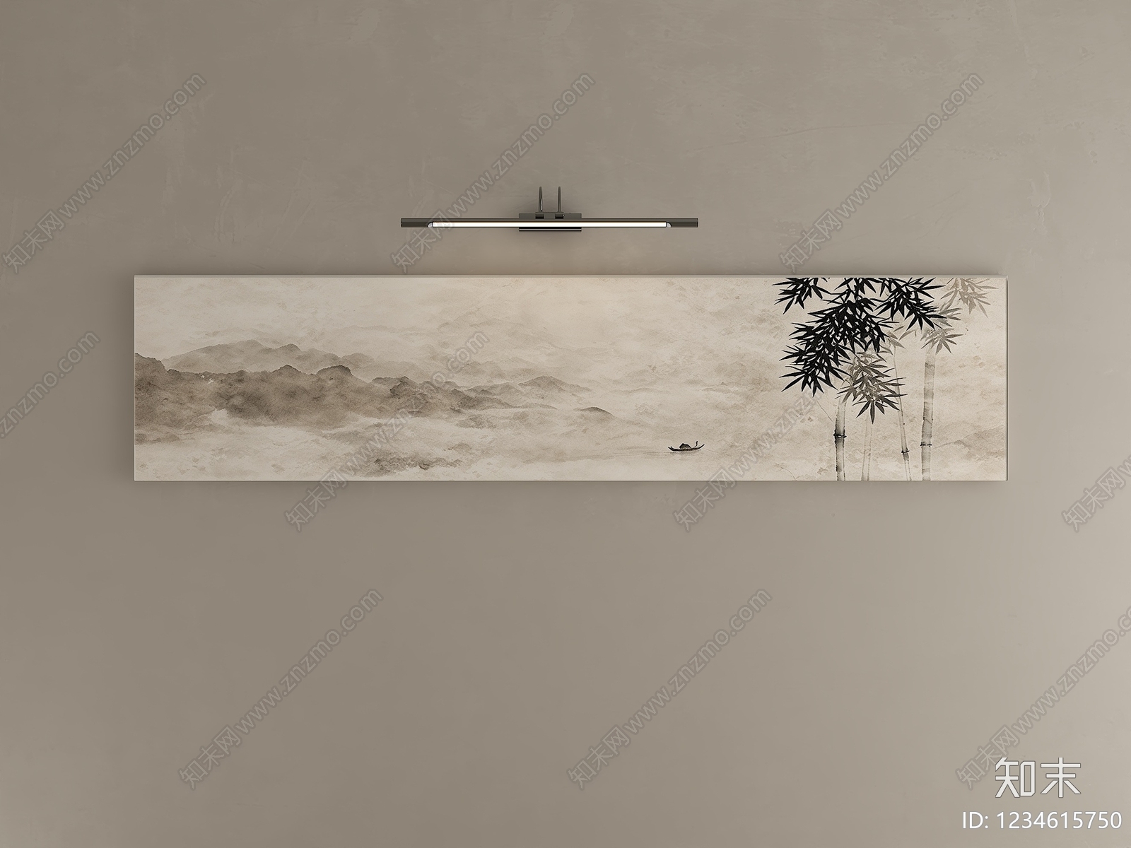 新中式山水画SU模型下载【ID:1234615750】