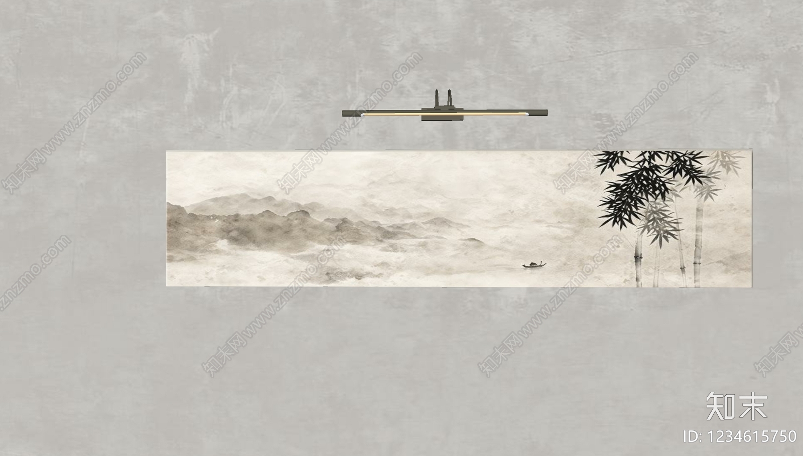 新中式山水画SU模型下载【ID:1234615750】