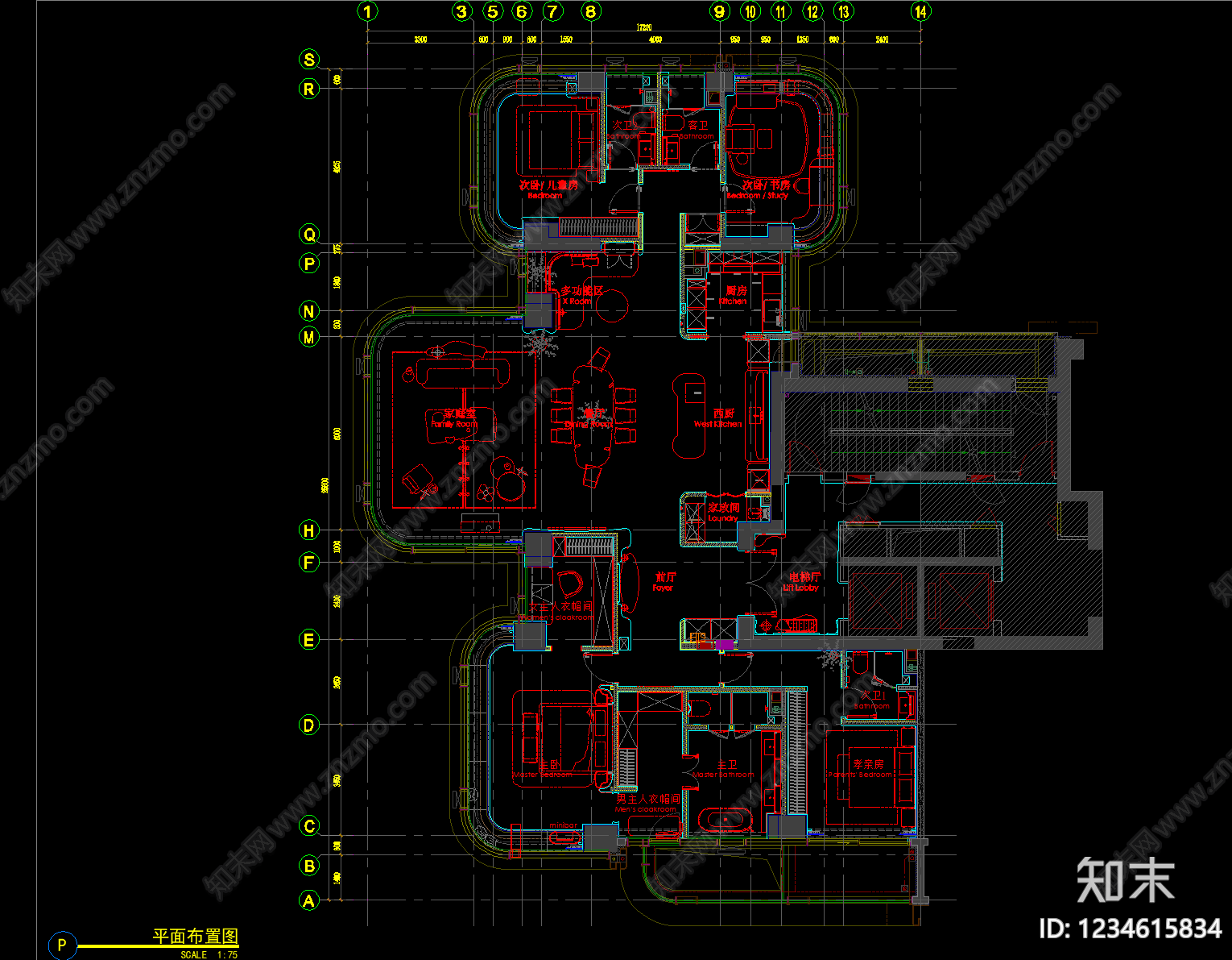 平面布置图cad施工图下载【ID:1234615834】