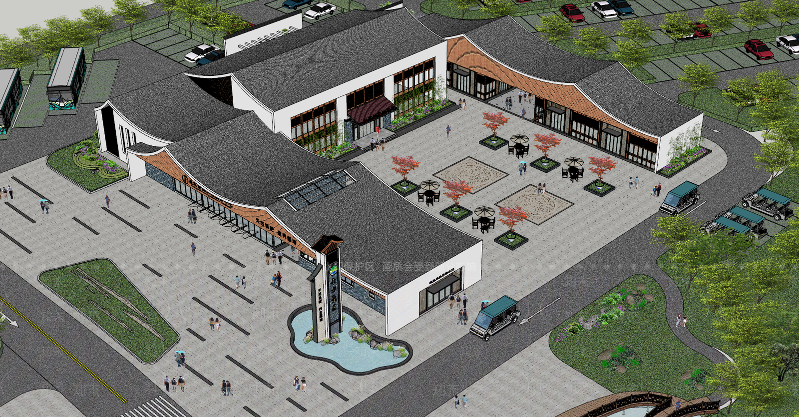新中式景观其他公共建筑SU模型下载【ID:1234617795】