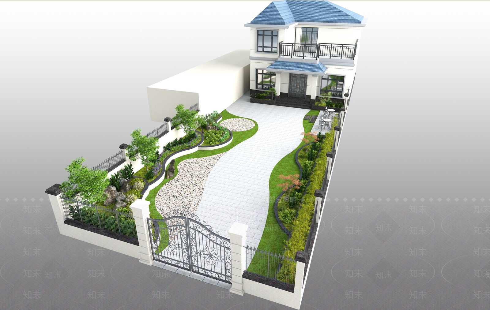新中式景观庭院3D模型下载【ID:1234618279】