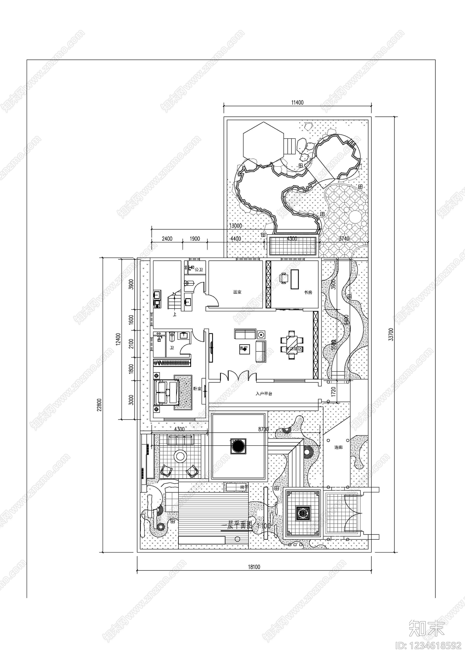 别墅建筑cad施工图下载【ID:1234618592】