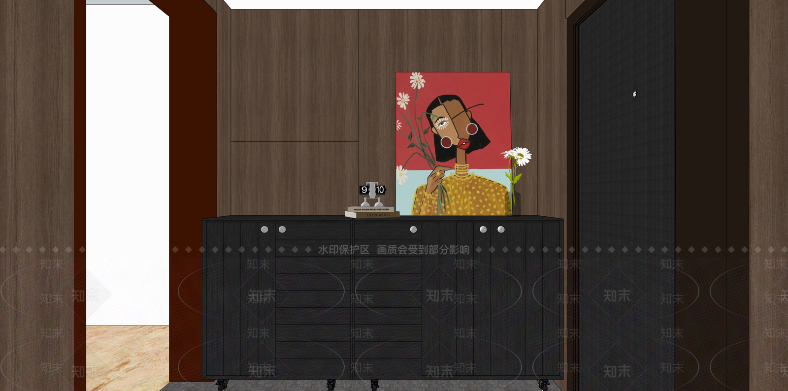 中古风玄关SU模型下载【ID:1234618622】