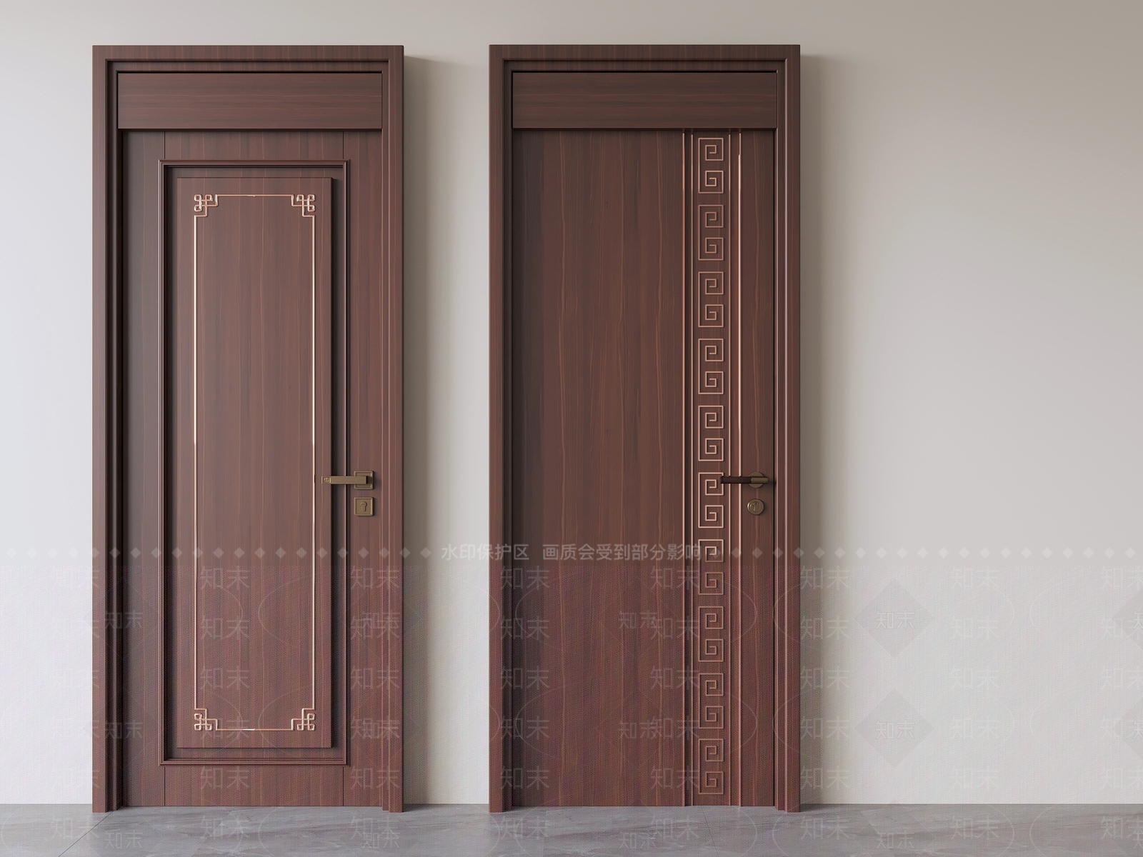 新中式门组合3D模型下载【ID:1234619515】