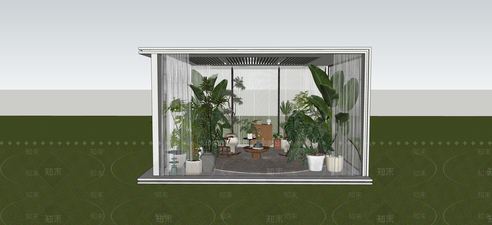 现代简约亭子SU模型下载【ID:1234620369】