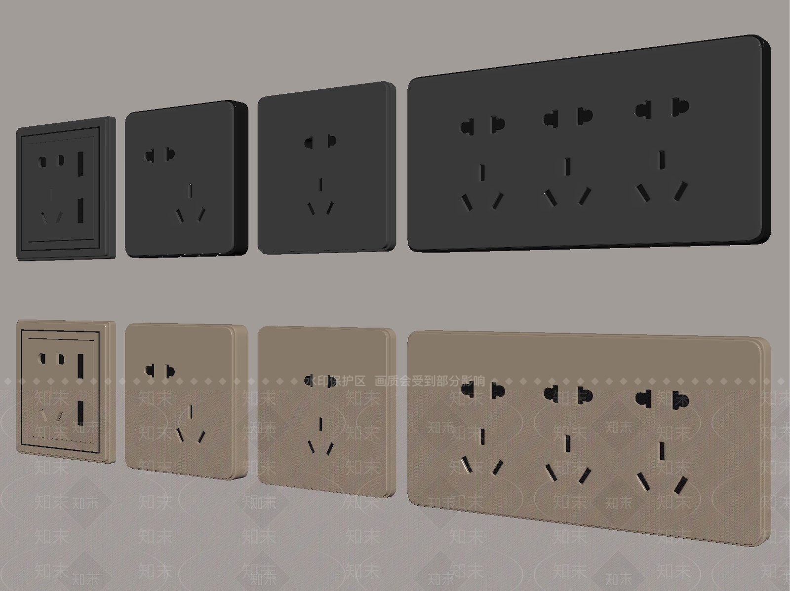 现代简约插座3D模型下载【ID:1234620336】