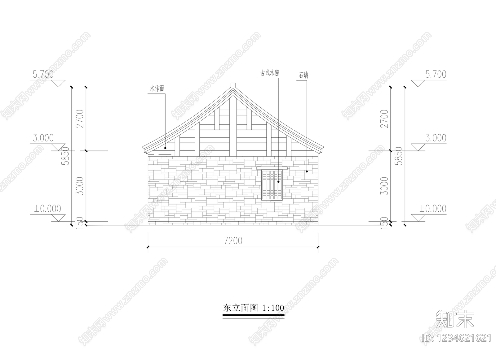 仿古建筑cad施工图下载【ID:1234621621】