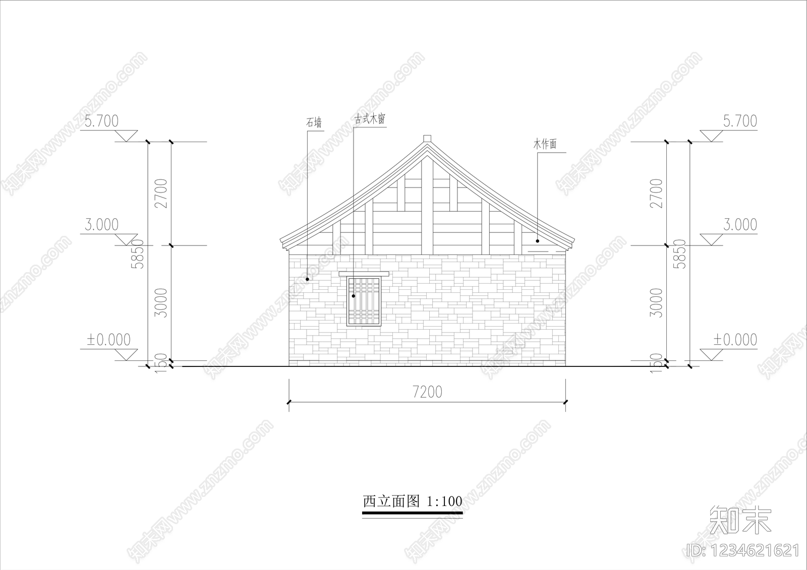 仿古建筑cad施工图下载【ID:1234621621】