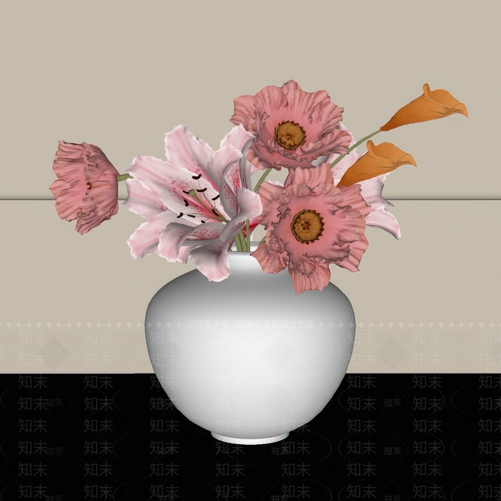 中式花艺SU模型下载【ID:1234622890】
