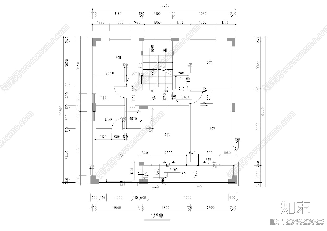 别墅建筑cad施工图下载【ID:1234623026】