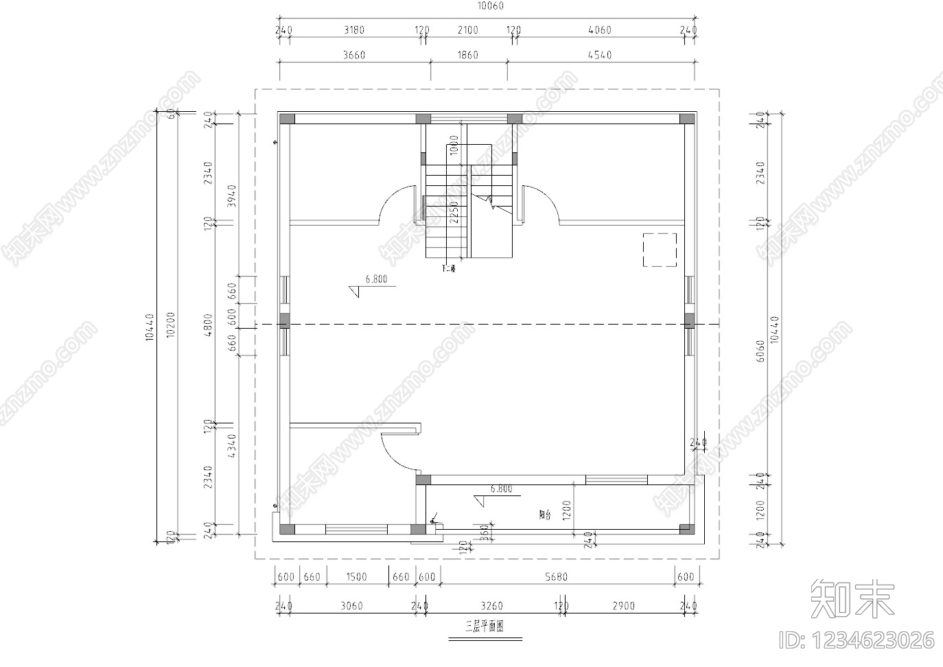 别墅建筑cad施工图下载【ID:1234623026】
