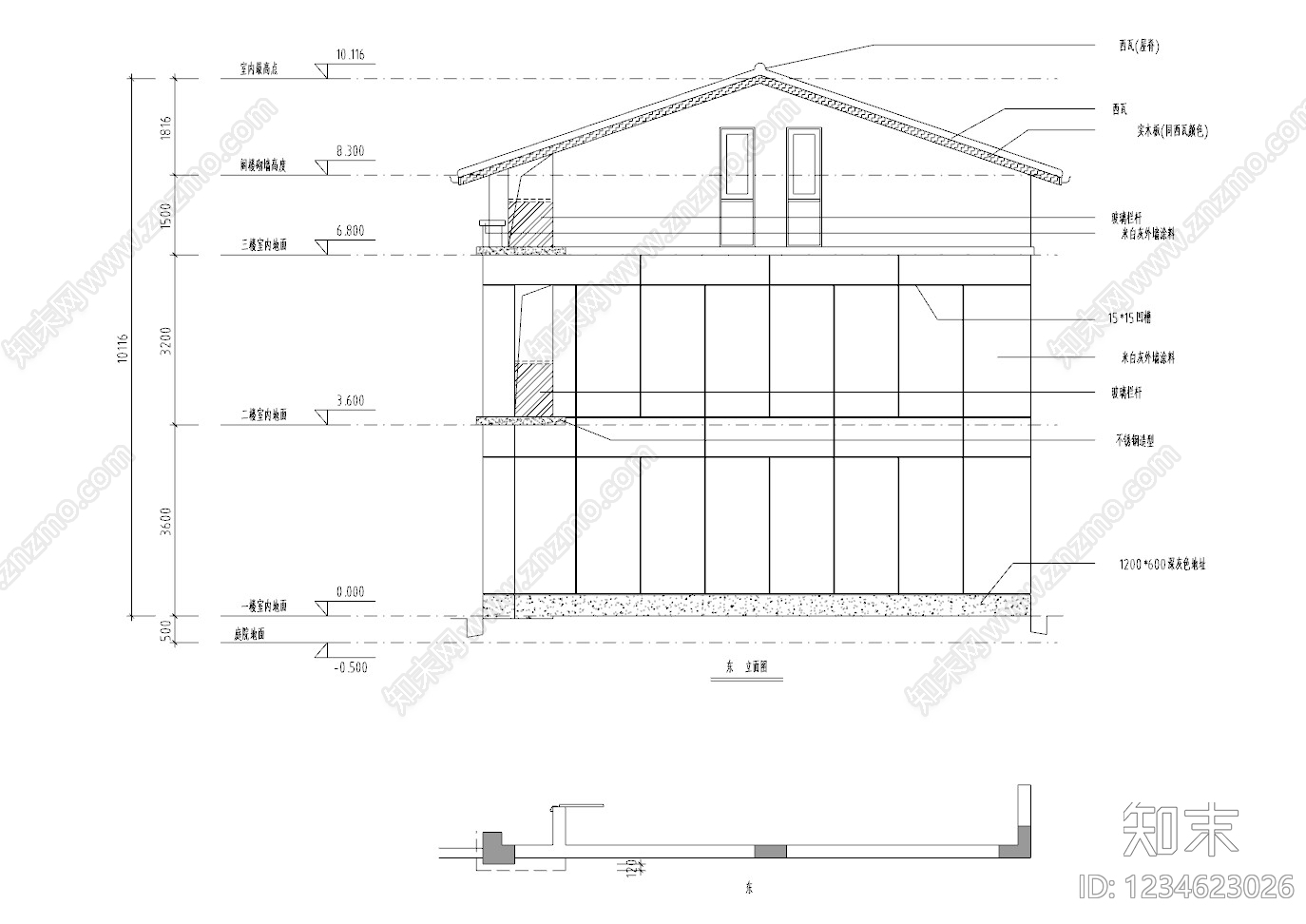 别墅建筑cad施工图下载【ID:1234623026】