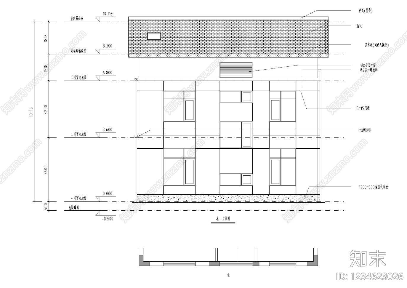 别墅建筑cad施工图下载【ID:1234623026】