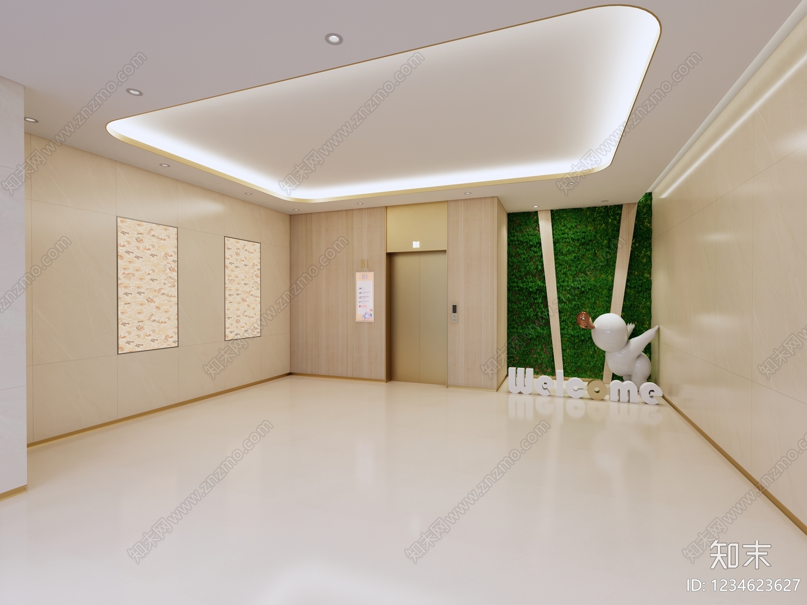 现代简约吊顶SU模型下载【ID:1234623627】