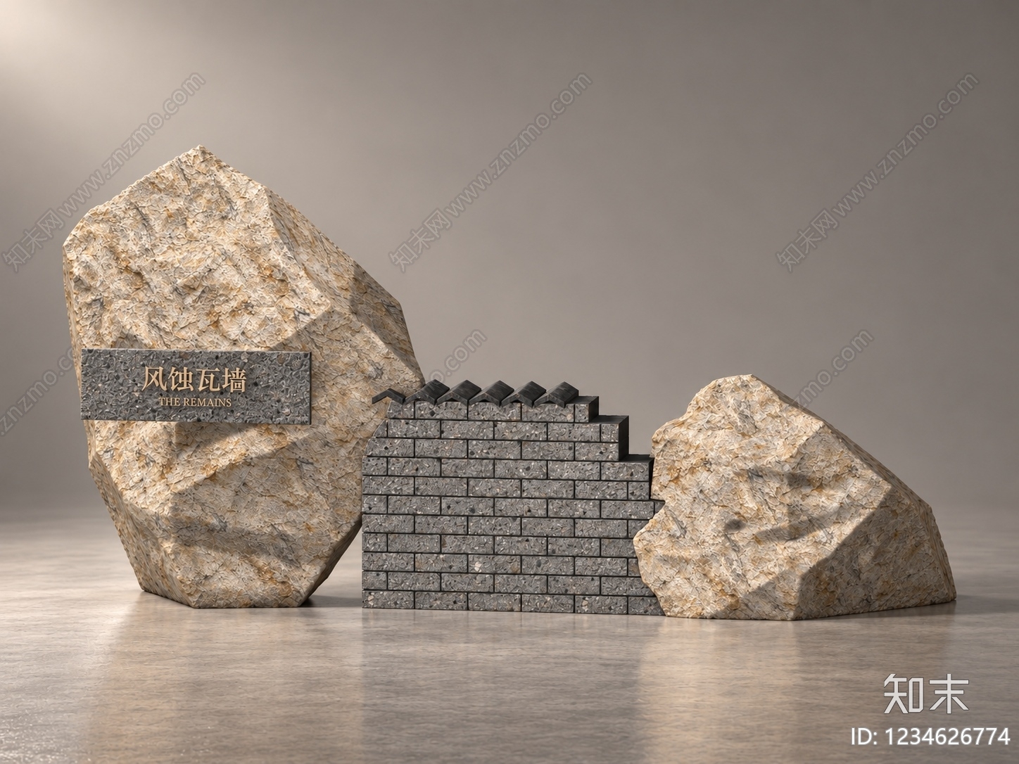 新中式景观景墙SU模型草图
