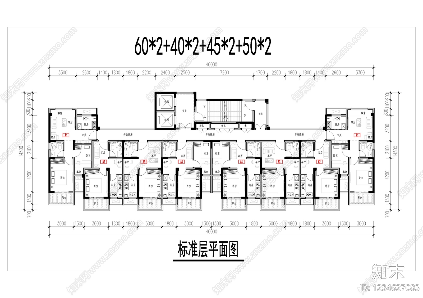 公寓建筑cad施工图下载【ID:1234627083】