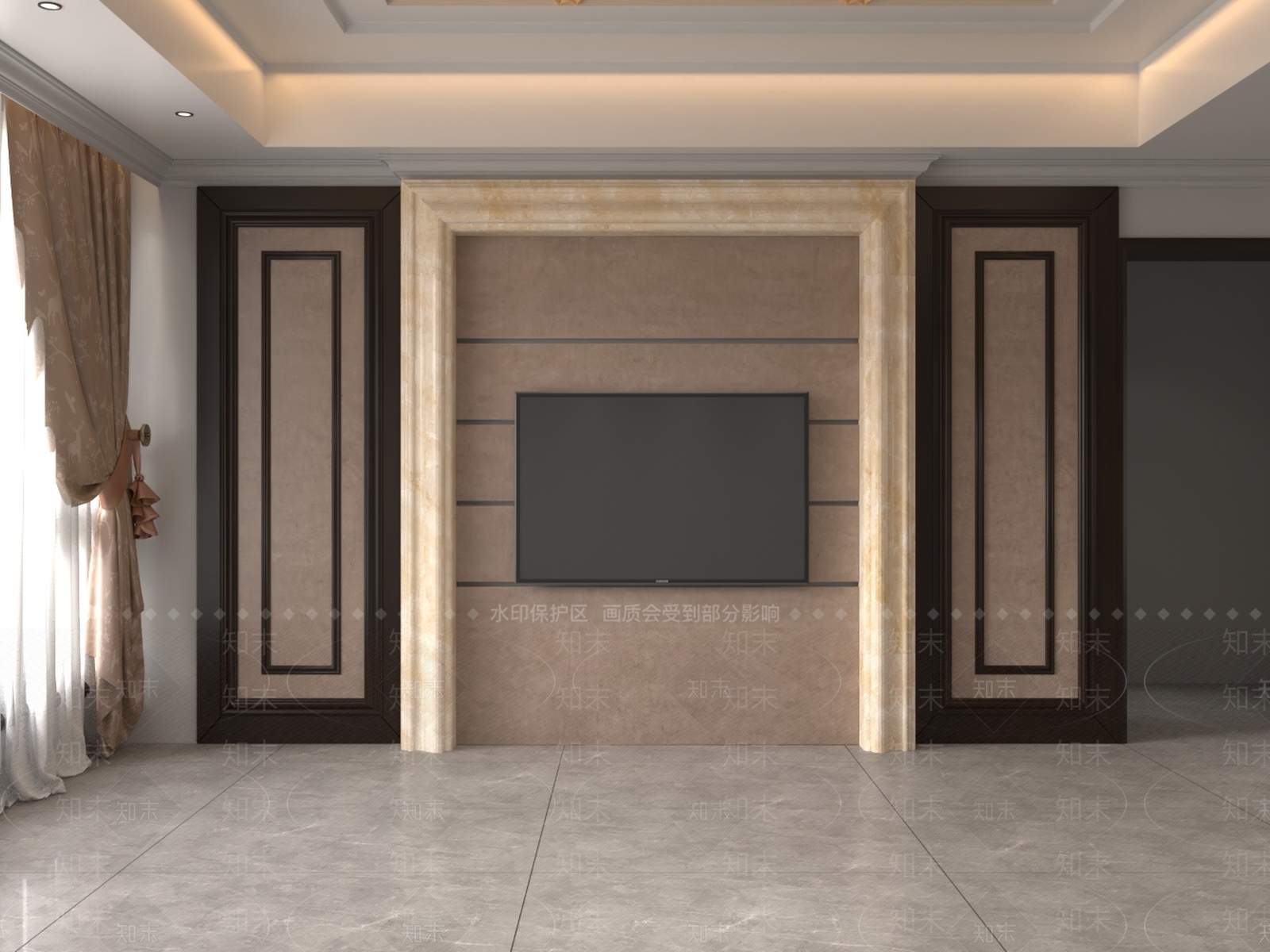 轻奢电视背景墙3D模型下载【ID:1234628105】