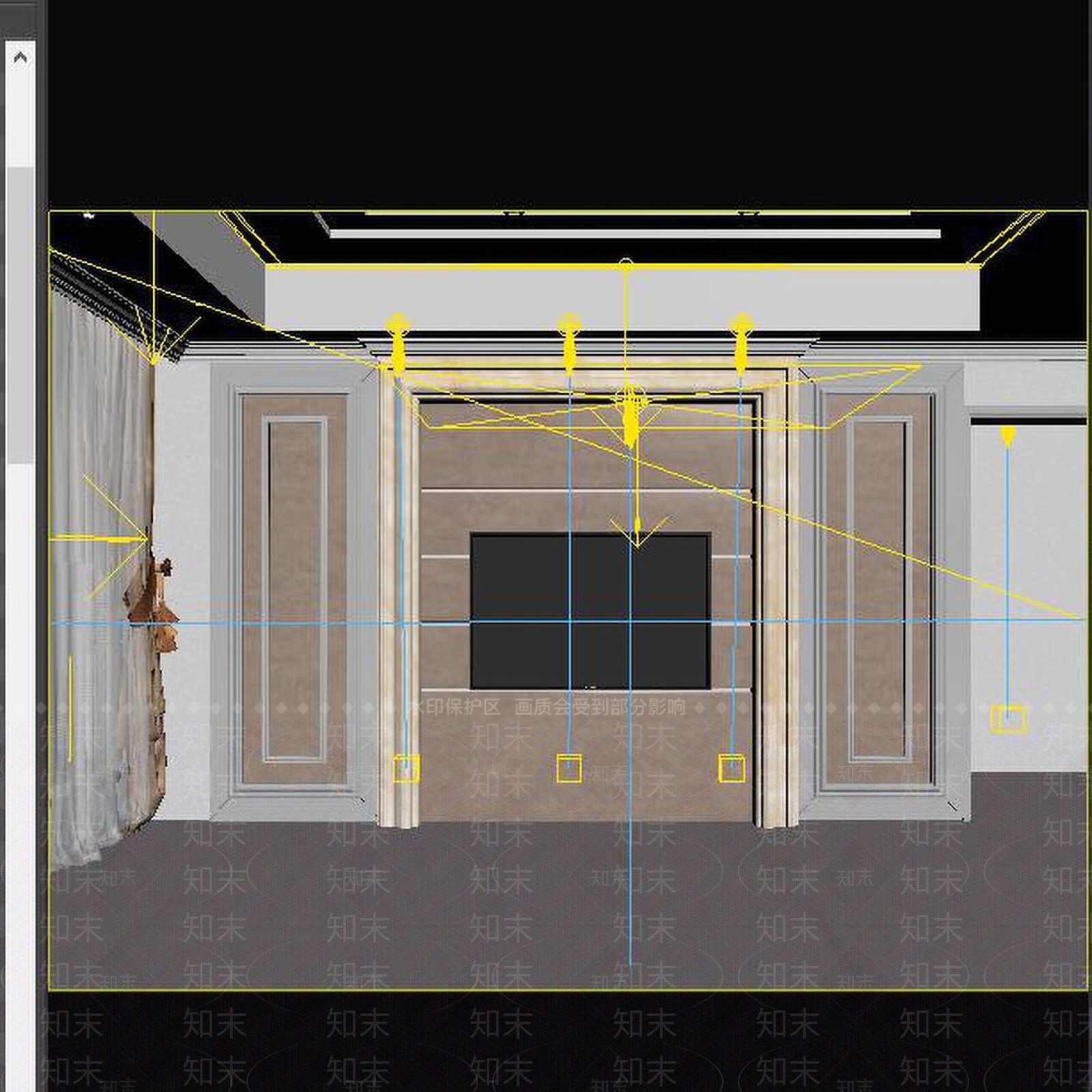 轻奢电视背景墙3D模型下载【ID:1234628105】
