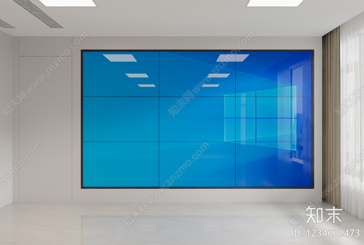 现代简约指挥中心3D模型渲染效果图