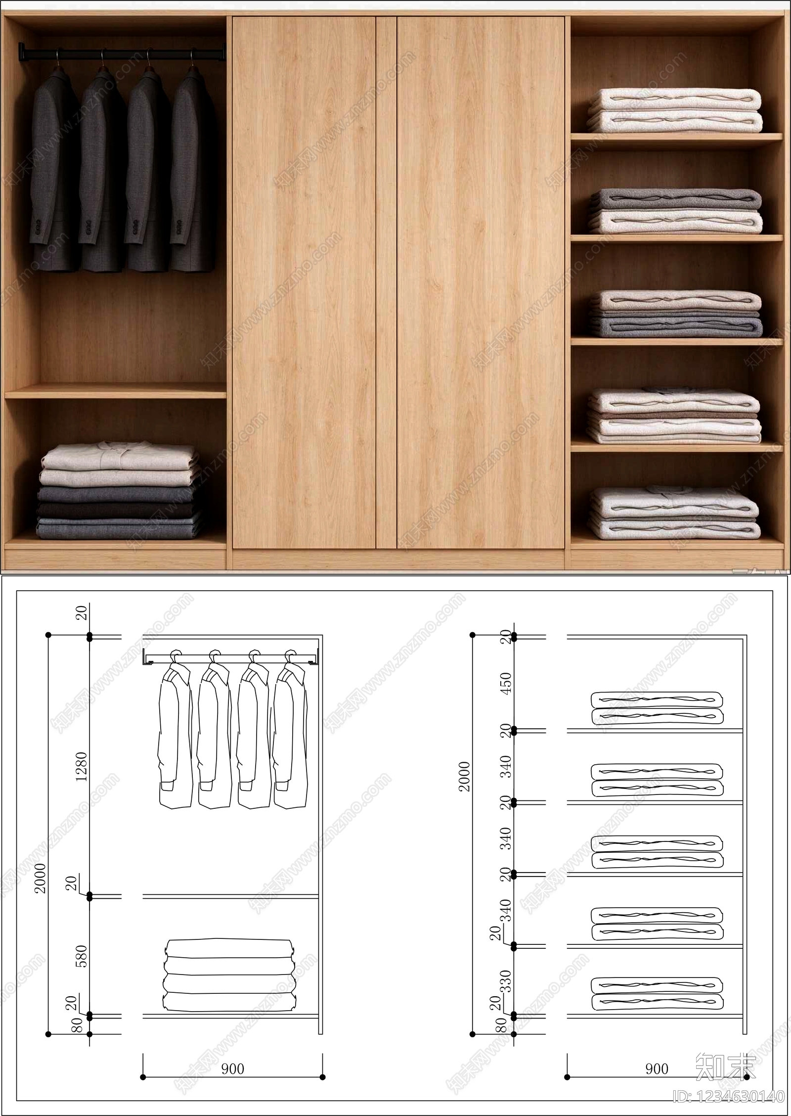 柜子cad施工图下载【ID:1234630140】