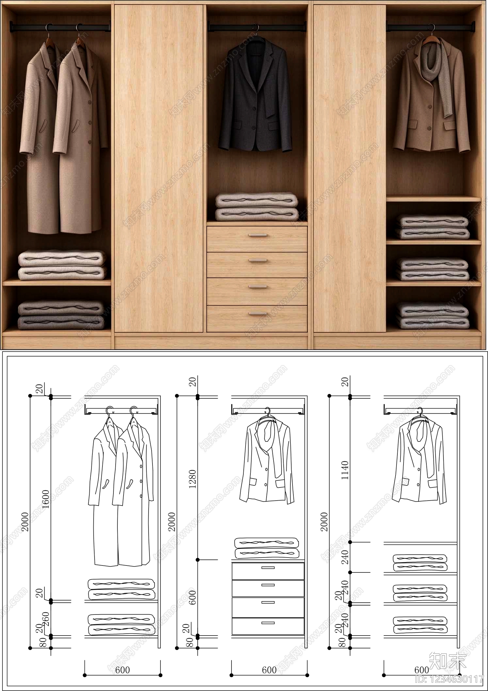 柜子cad施工图下载【ID:1234630117】