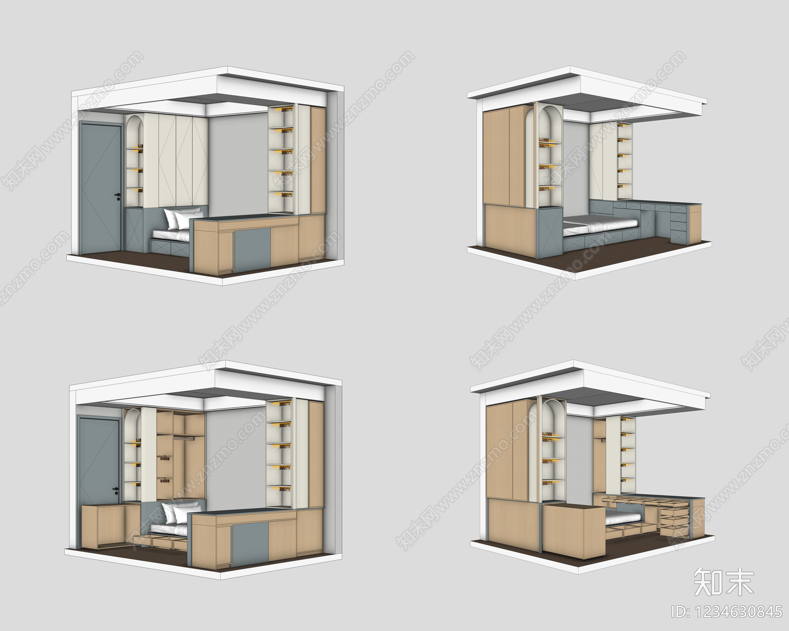 现代简约家具3D模型渲染效果图