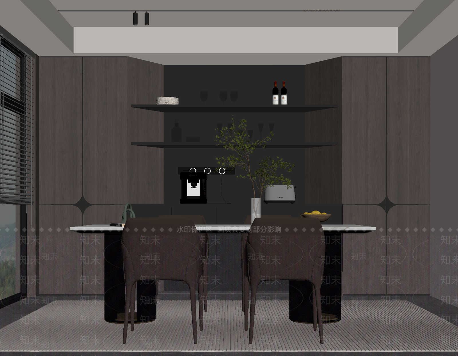 意式极简家居餐厅SU模型下载【ID:1234631029】
