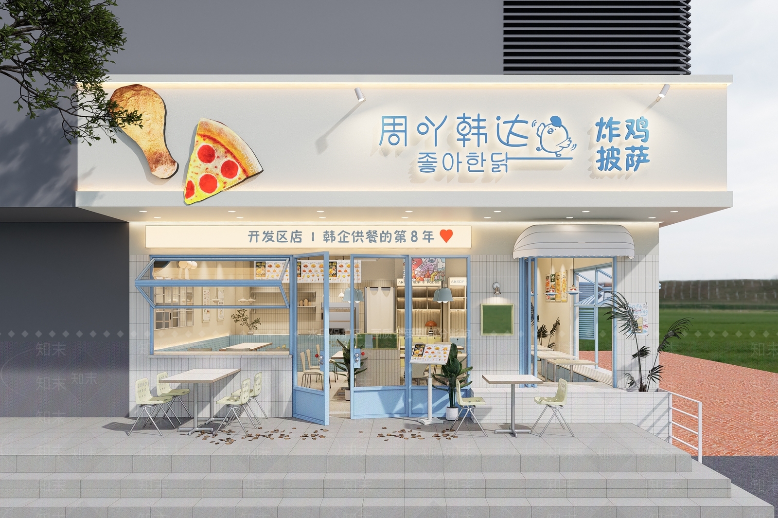 奶油风快餐店SU模型下载【ID:1234632768】