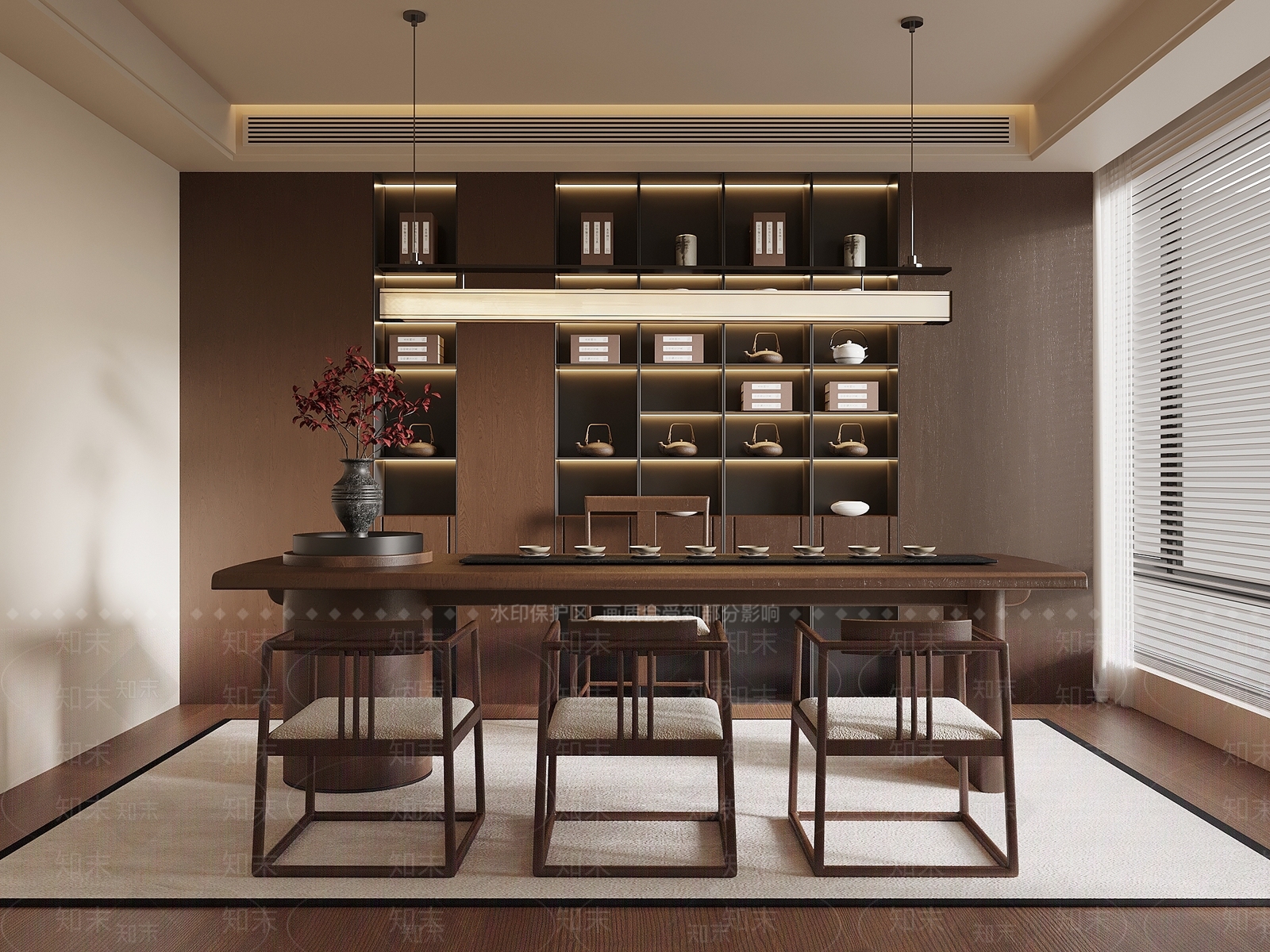 新中式茶室SU模型下载【ID:1234633423】