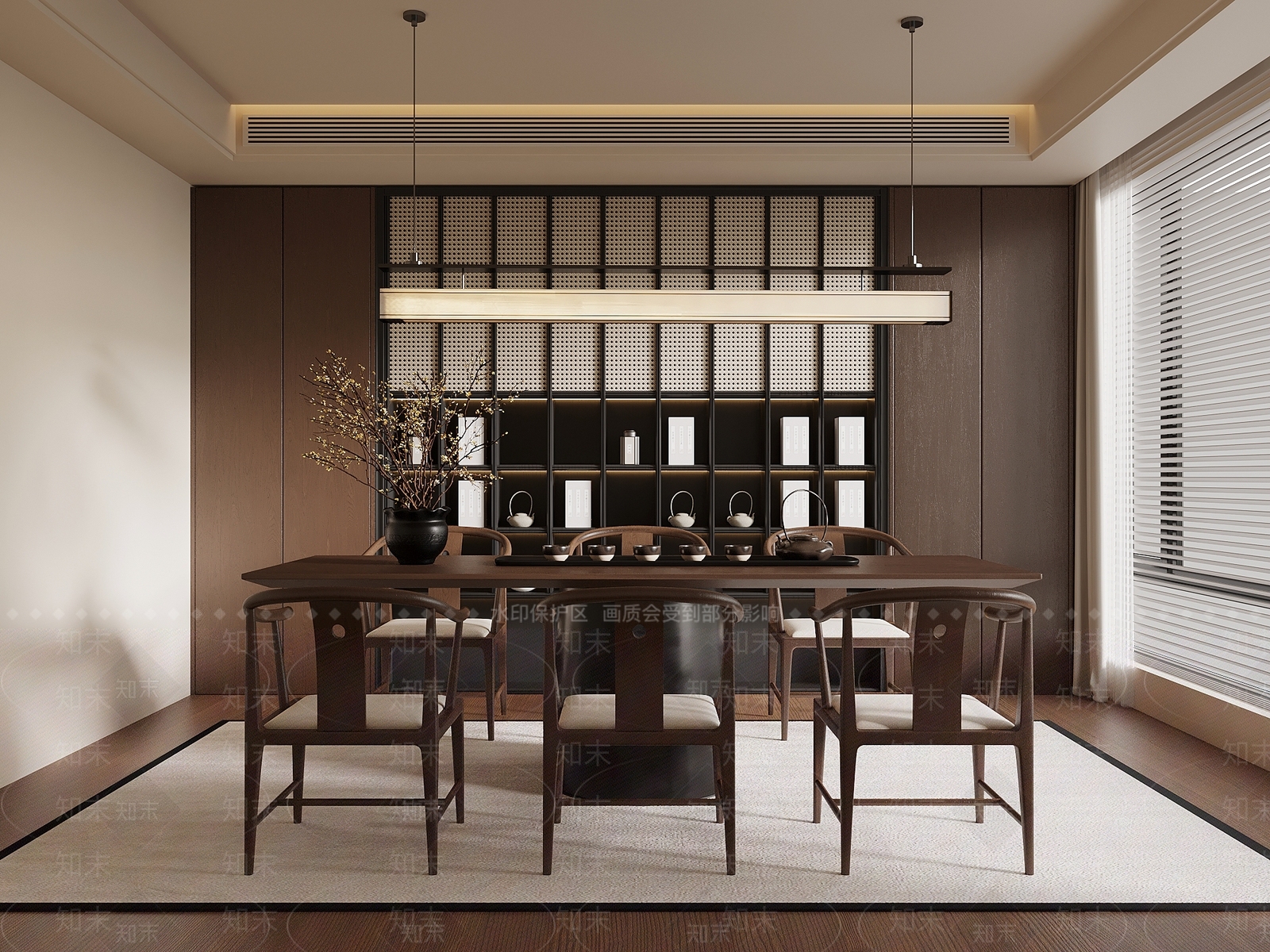 新中式茶室SU模型下载【ID:1234633774】