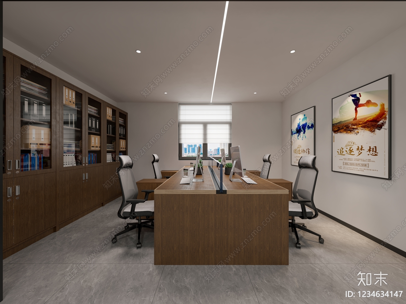 现代简约办公区3D模型下载【ID:1234634147】