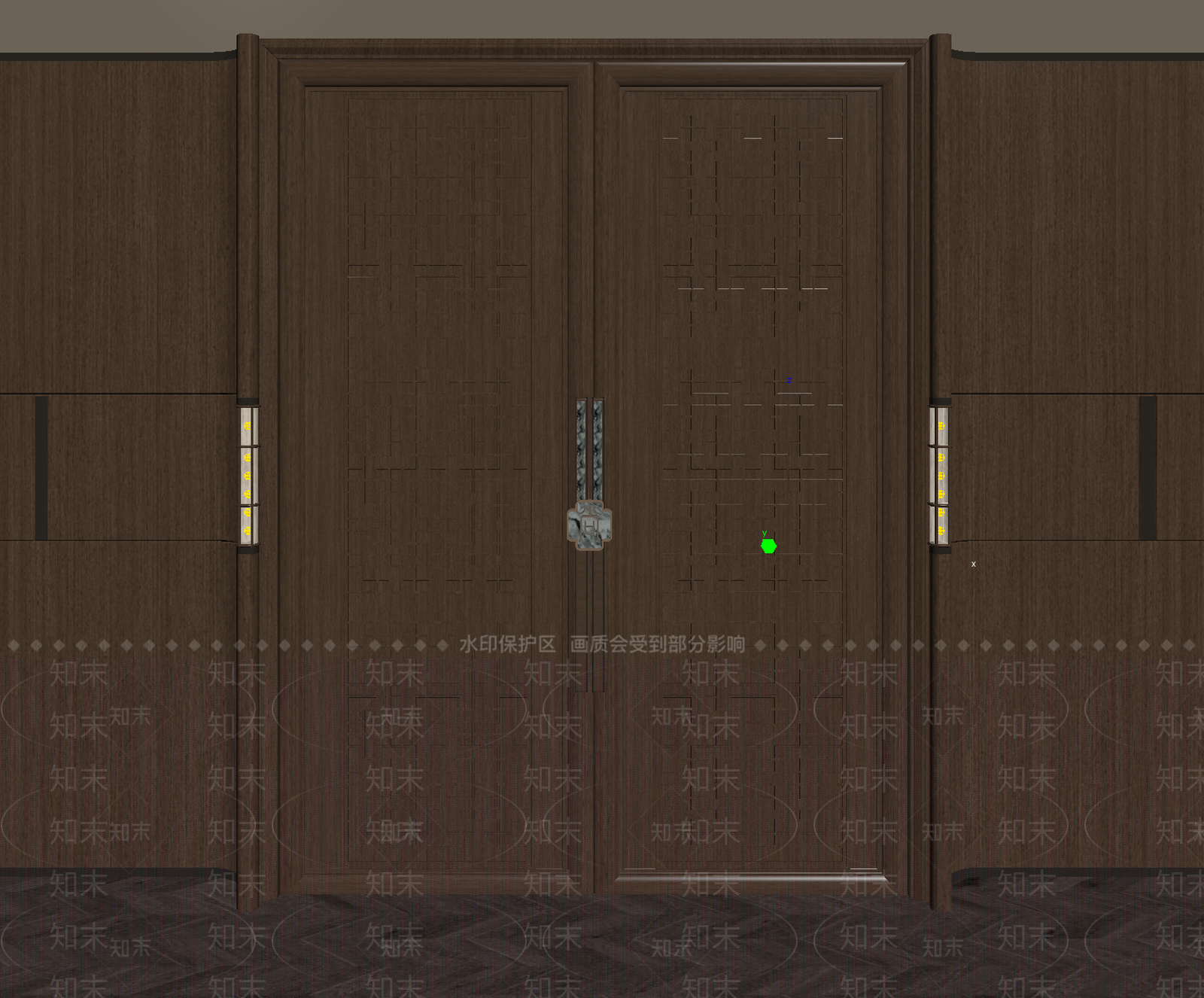 新中式双开门3D模型下载【ID:1234636720】