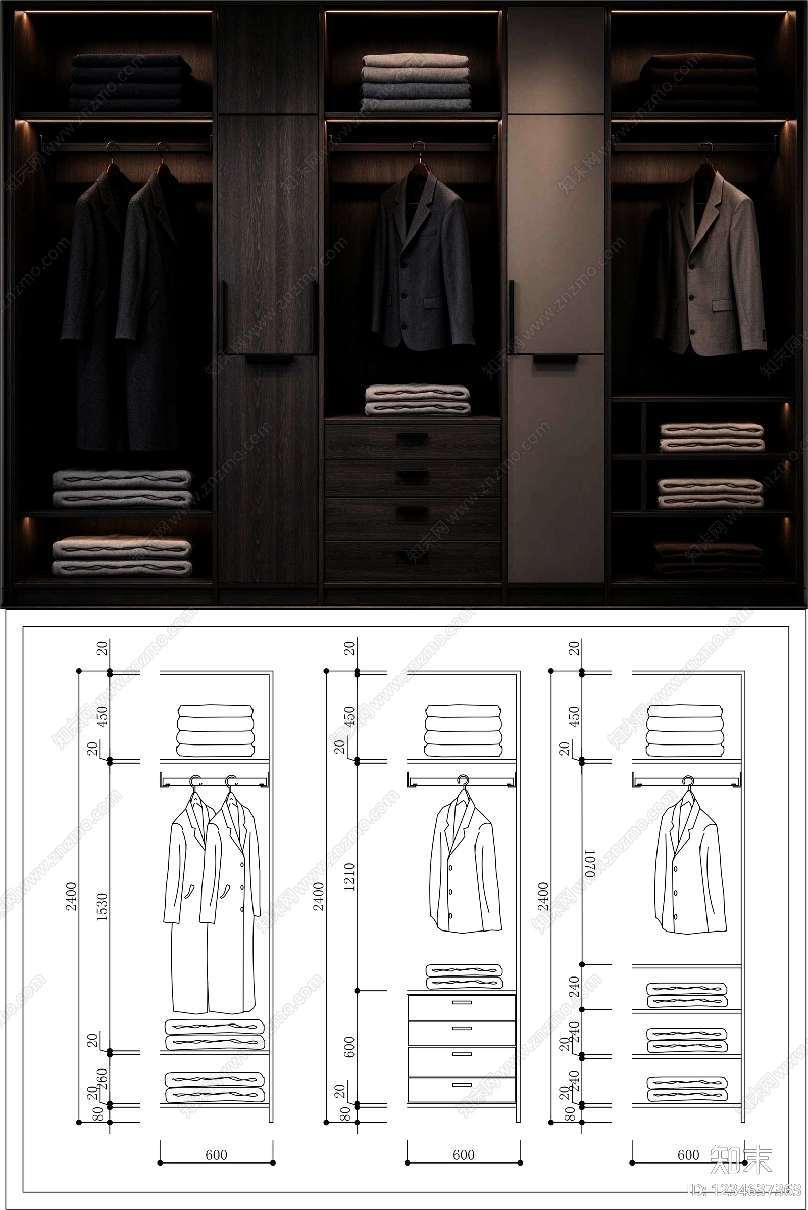 柜子cad施工图下载【ID:1234637363】