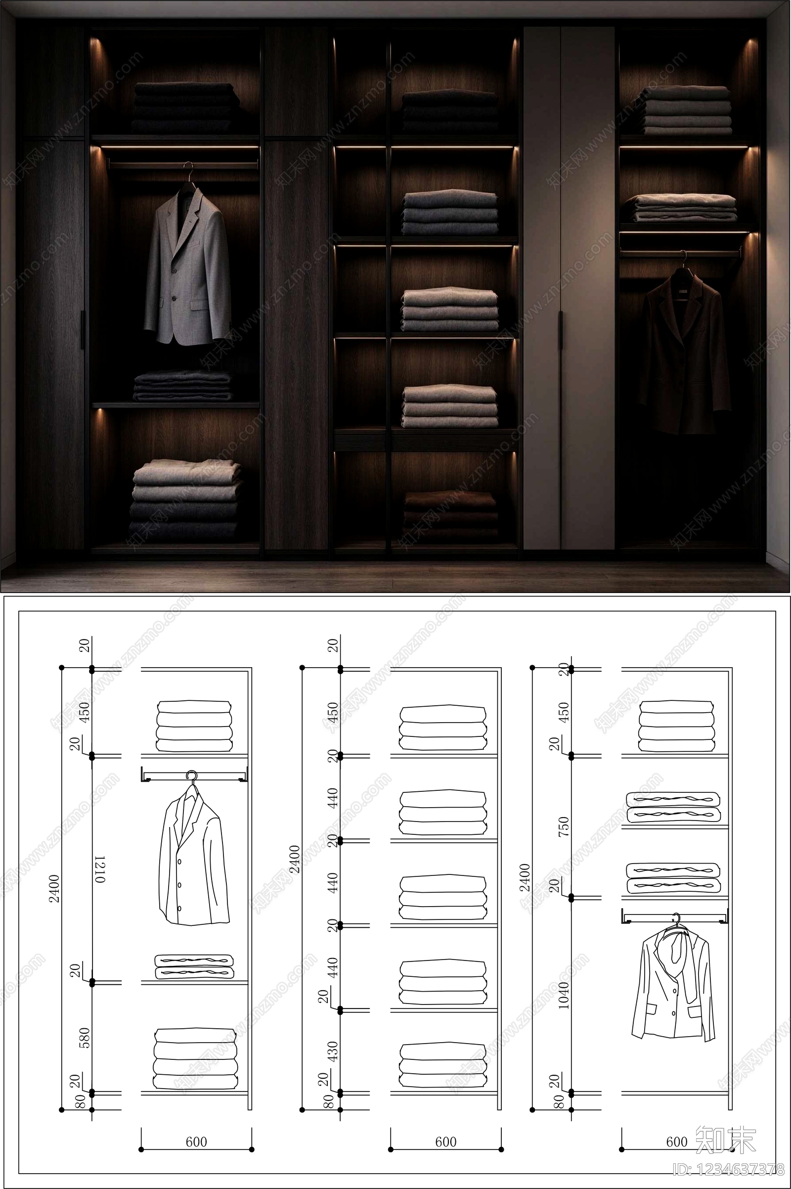 柜子cad施工图下载【ID:1234637378】