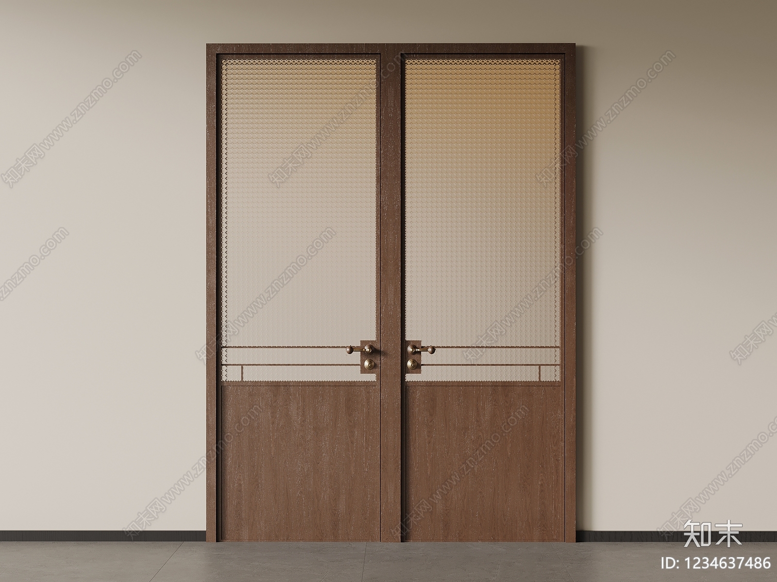 中古风双开门3D模型下载【ID:1234637486】