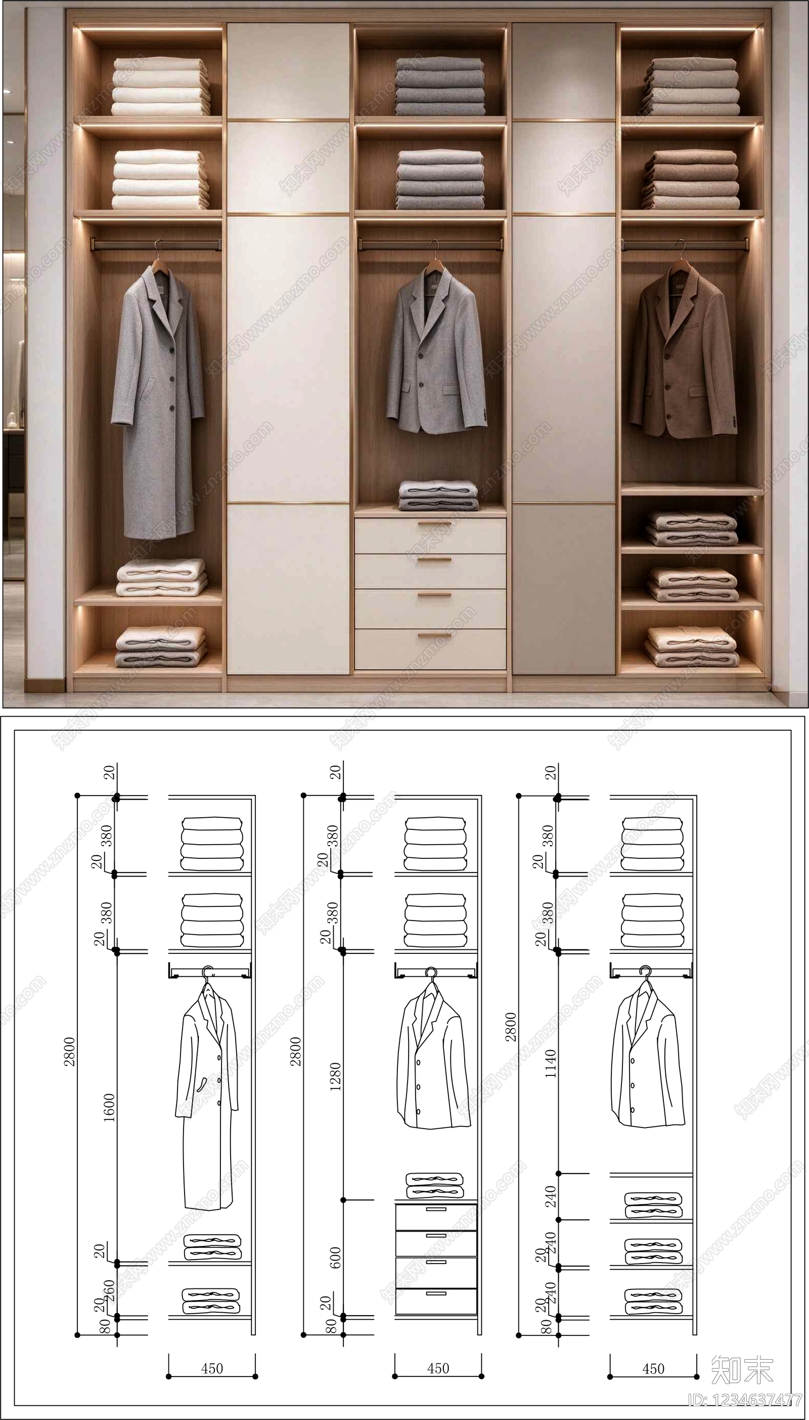 柜子cad施工图下载【ID:1234637477】