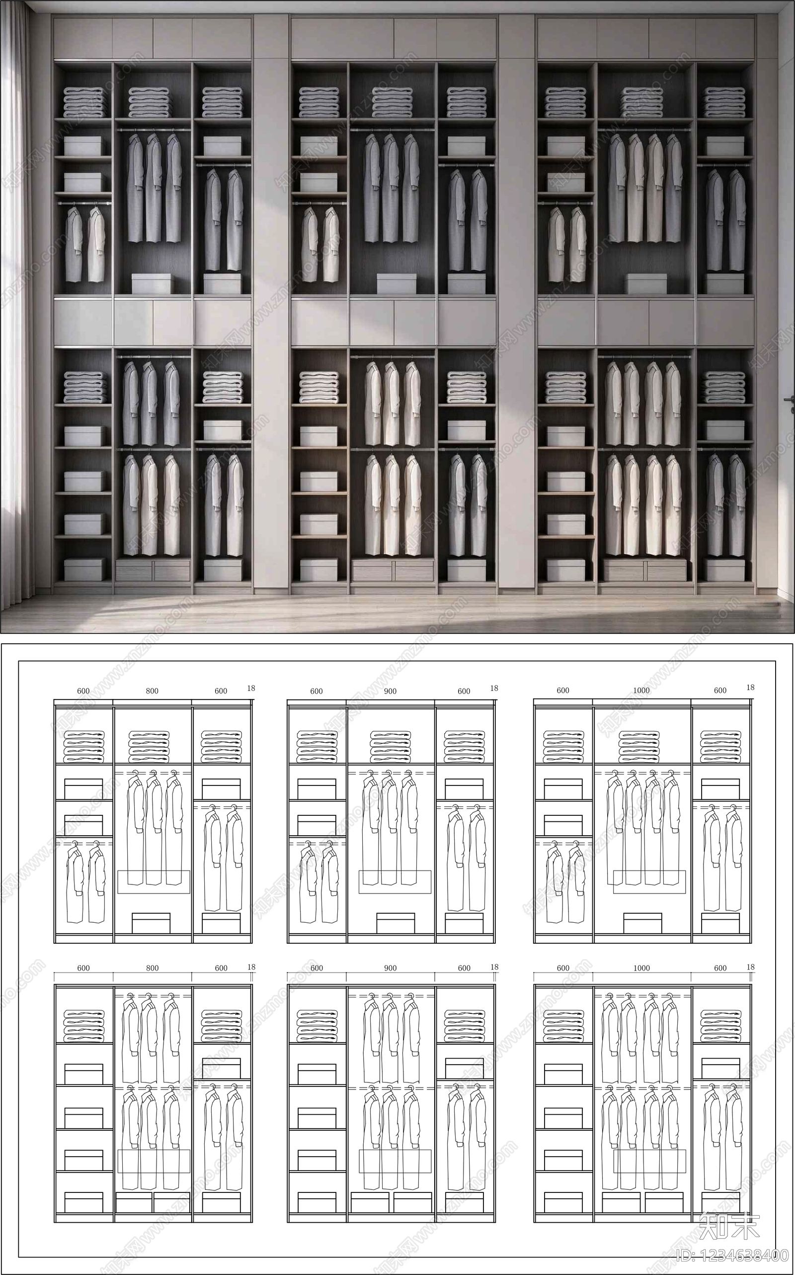 柜子cad施工图下载【ID:1234638400】