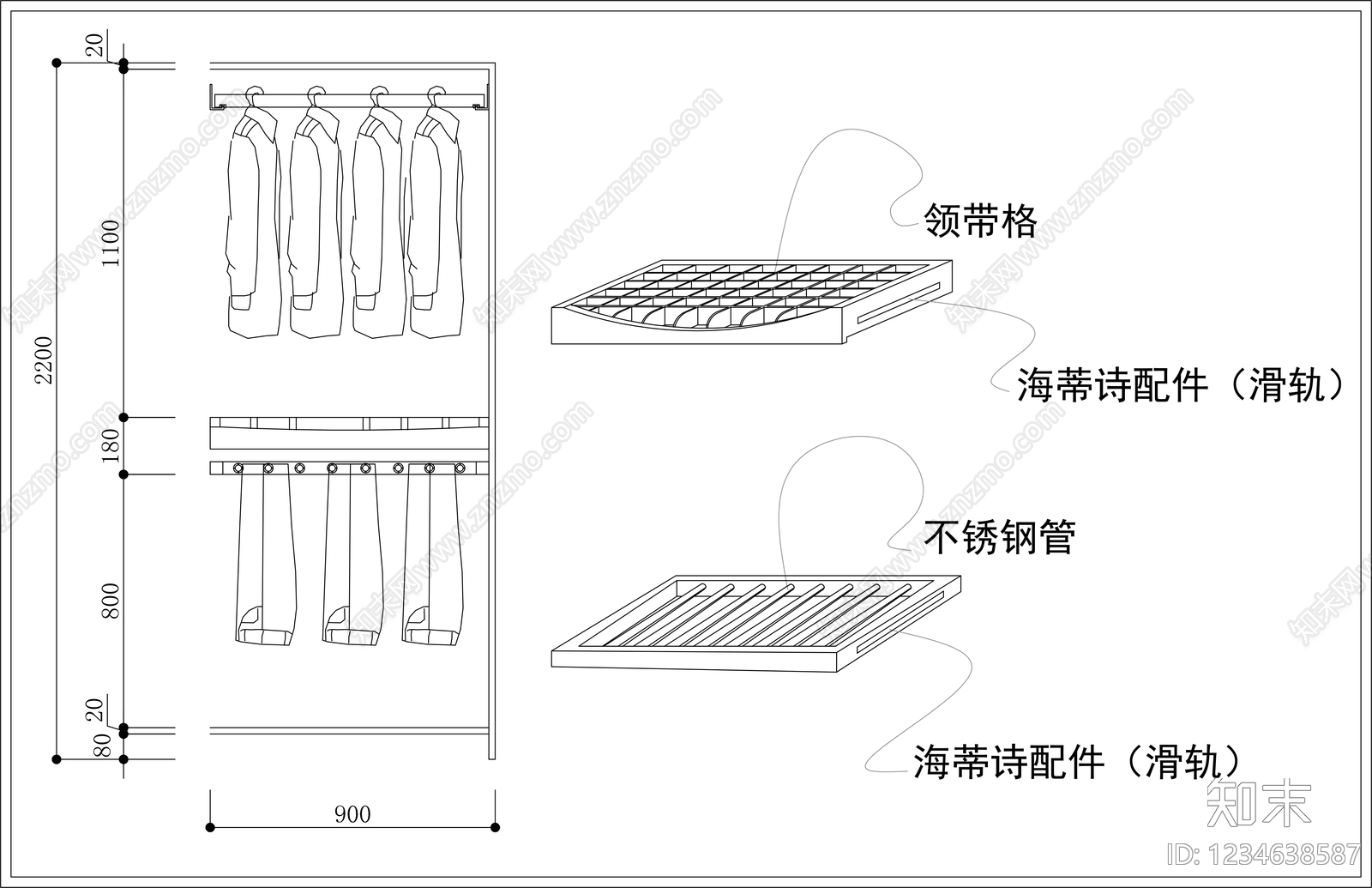 柜子cad施工图下载【ID:1234638587】