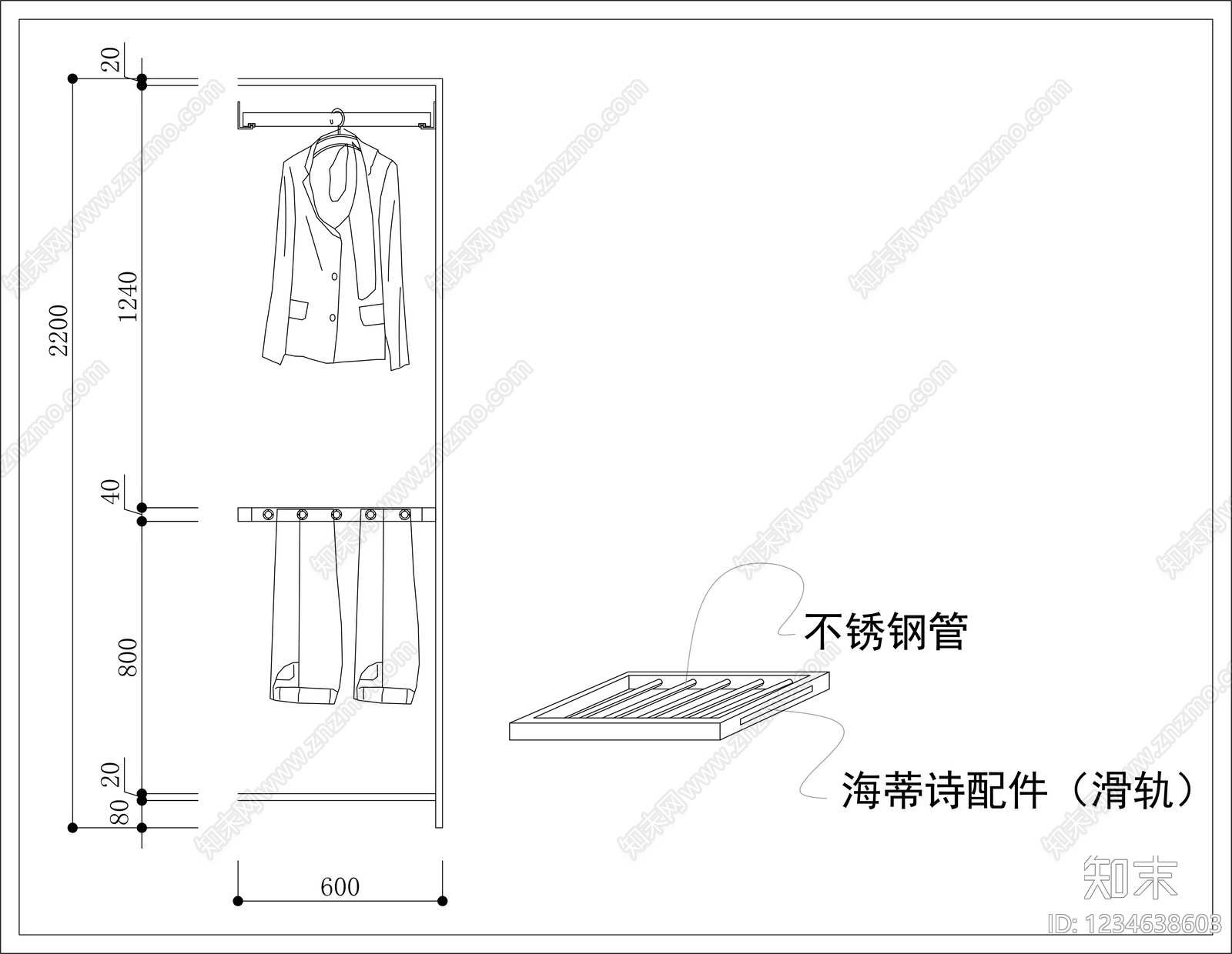 柜子cad施工图下载【ID:1234638603】