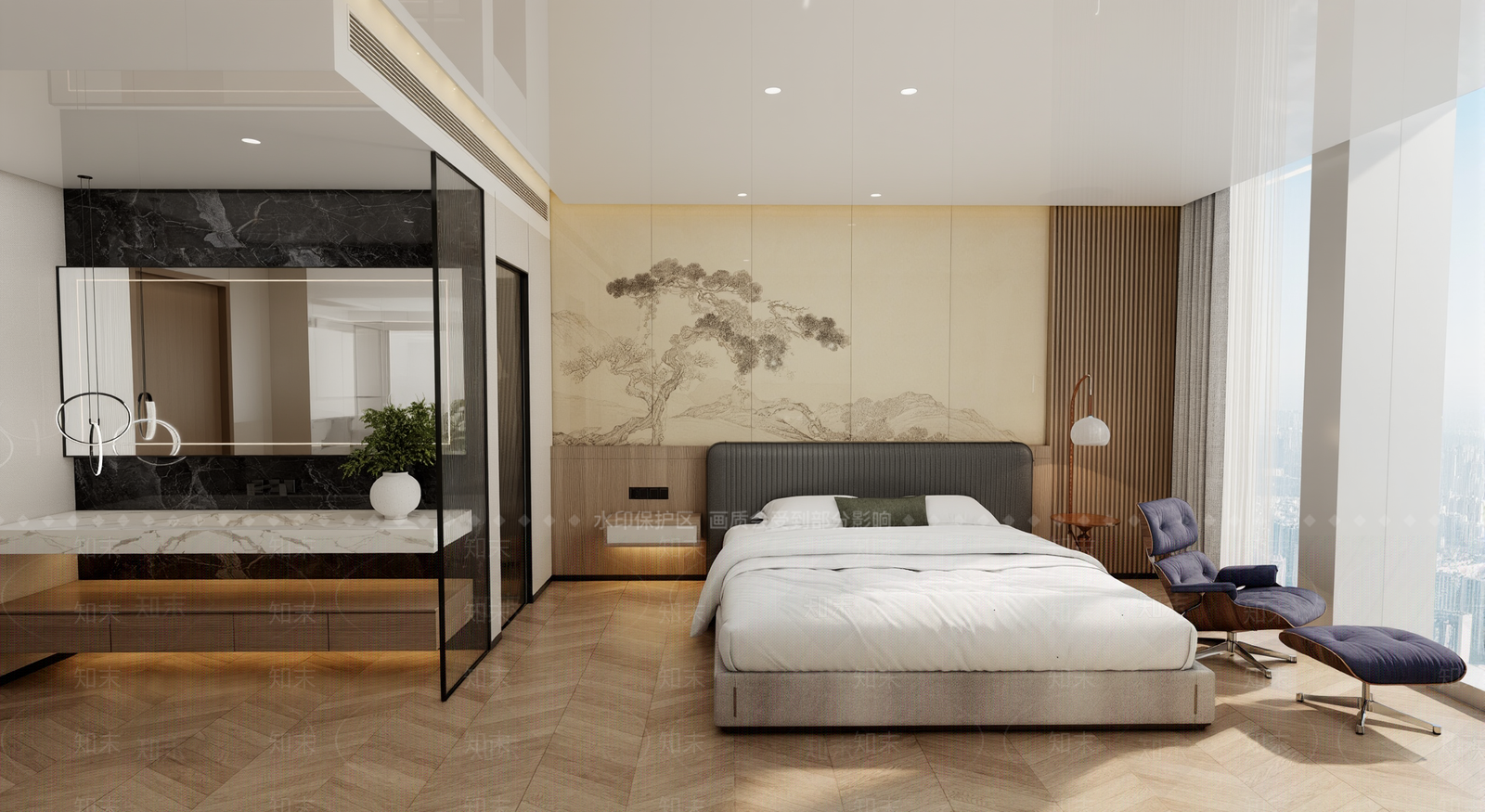 新中式主卧SU模型下载【ID:1234639364】